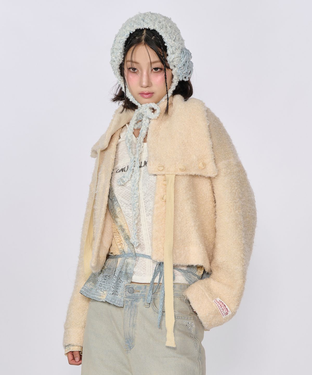 언유주얼 노말(UNUSUALNORMAL) CREAMY CARDIGAN WARMER SET _ BUTTER
