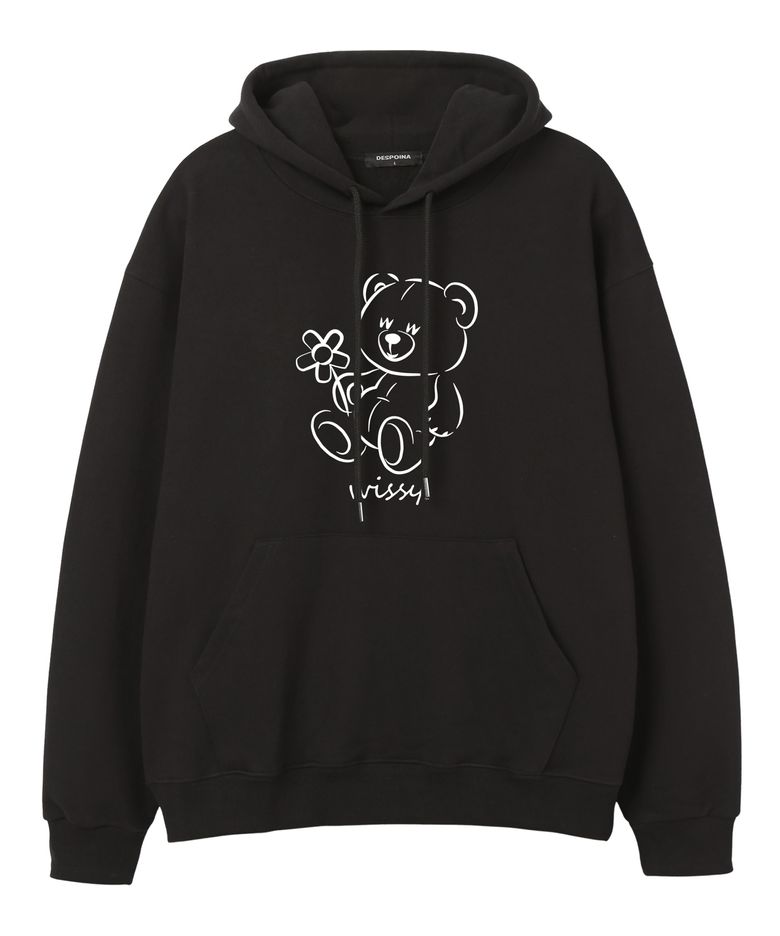 [한정특가] FLOWER BEAR 오버핏 후드 (WLS017) 블랙