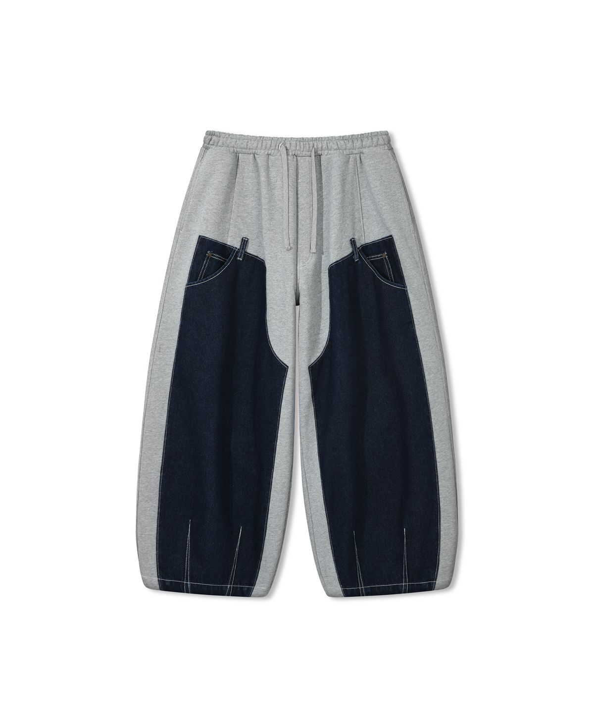 앵글런(ANGLAN) Denim Double Sweat Balloon Pants - Melange Grey