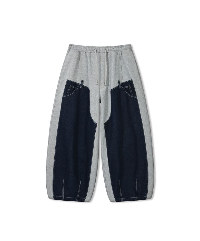 Denim Double Sweat Balloon Pants - Melange Grey