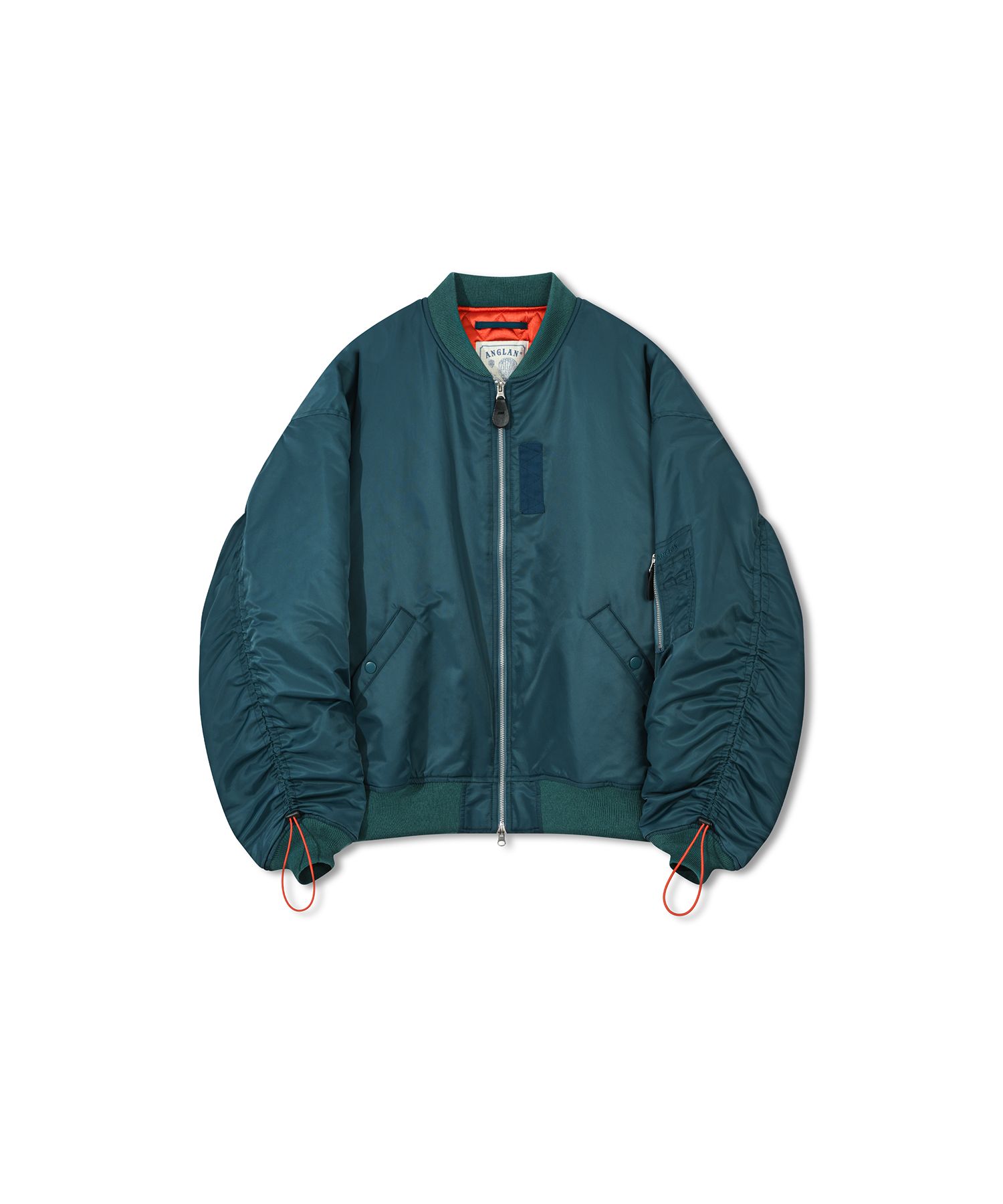 MUSINSA公式 | ANGLAN Bulky Shirring MA-1 Jacket - Blue Green