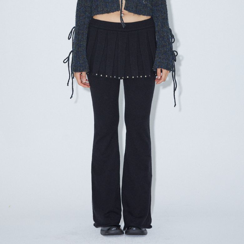 KNIT BOOTCUT SKIRT PANTS BLACK BQ4KP002