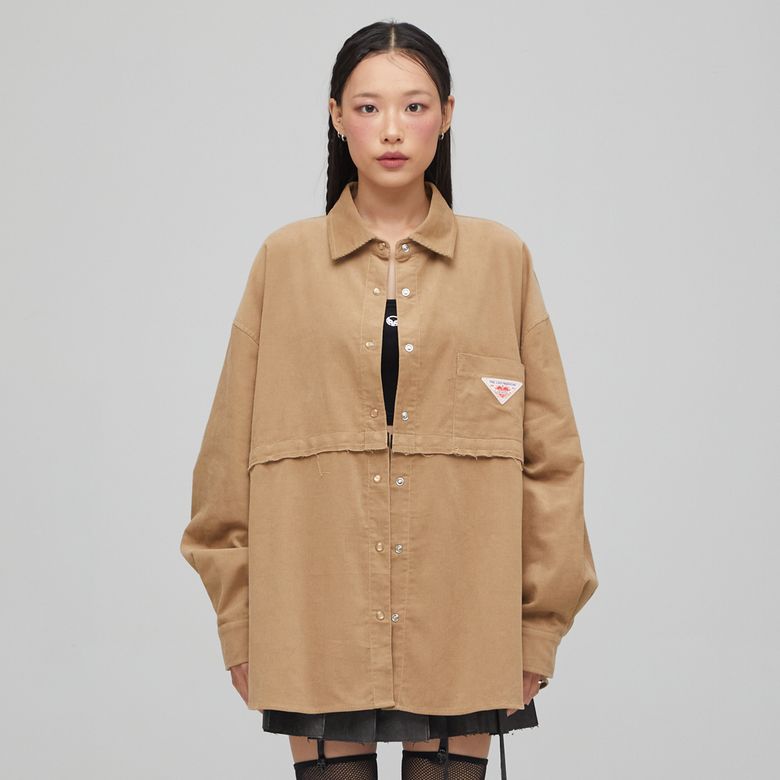 OVERSIZED CORDUROY DETACHABLE SHIRT CAMEL BQ4CB003