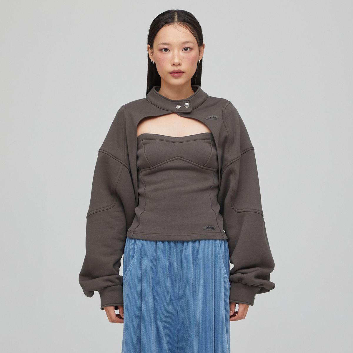 라라폭스(LALAFOX) BIKER SWEAT BOLERO CHARCOAL BQ4CG003