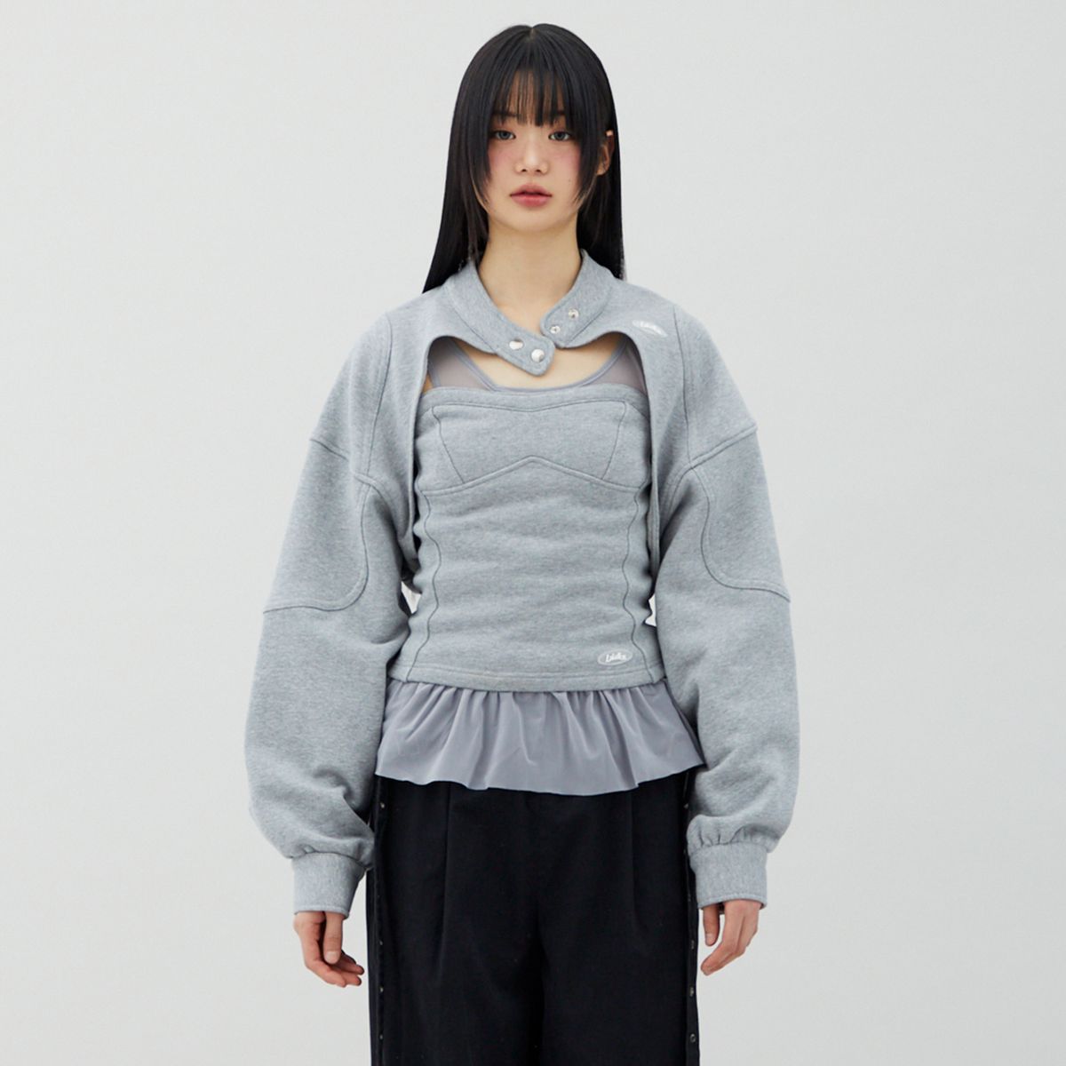 라라폭스(LALAFOX) BIKER SWEAT BOLERO GREY BQ4CG004