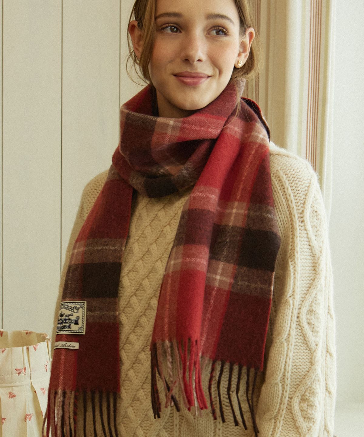 논로컬(NONLOCAL) Holiday Check Blend Muffler - Red Check
