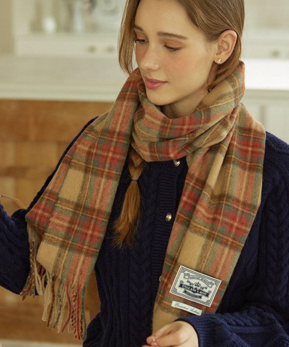 논로컬(NONLOCAL) Holiday Check Blend Muffler - Beige Check