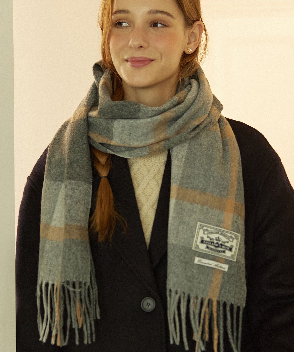 논로컬(NONLOCAL) Holiday Check Blend Muffler - Grey Check
