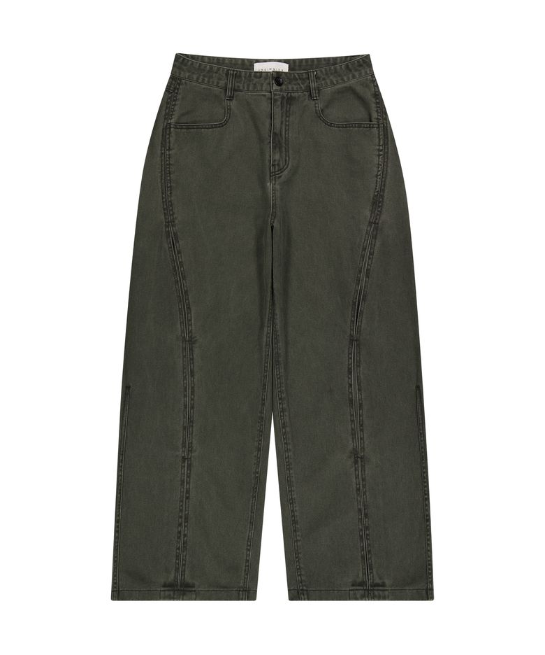 WAVE TUCK WASHED HEAVY PANTS (KHAKI)