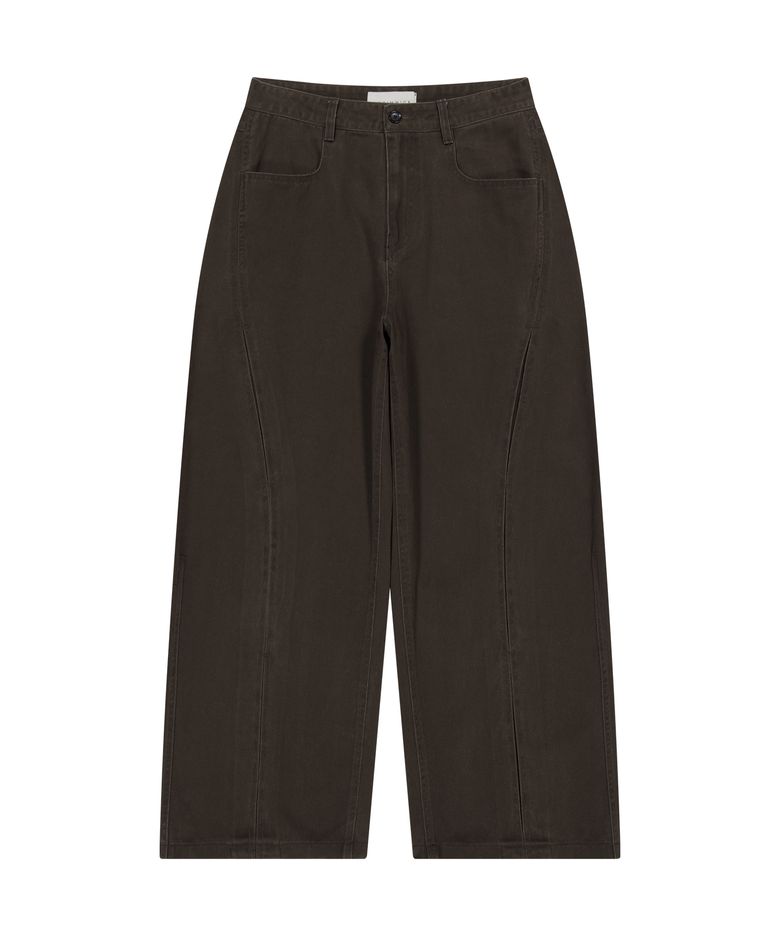 WAVE TUCK WASHED HEAVY PANTS (BROWN)