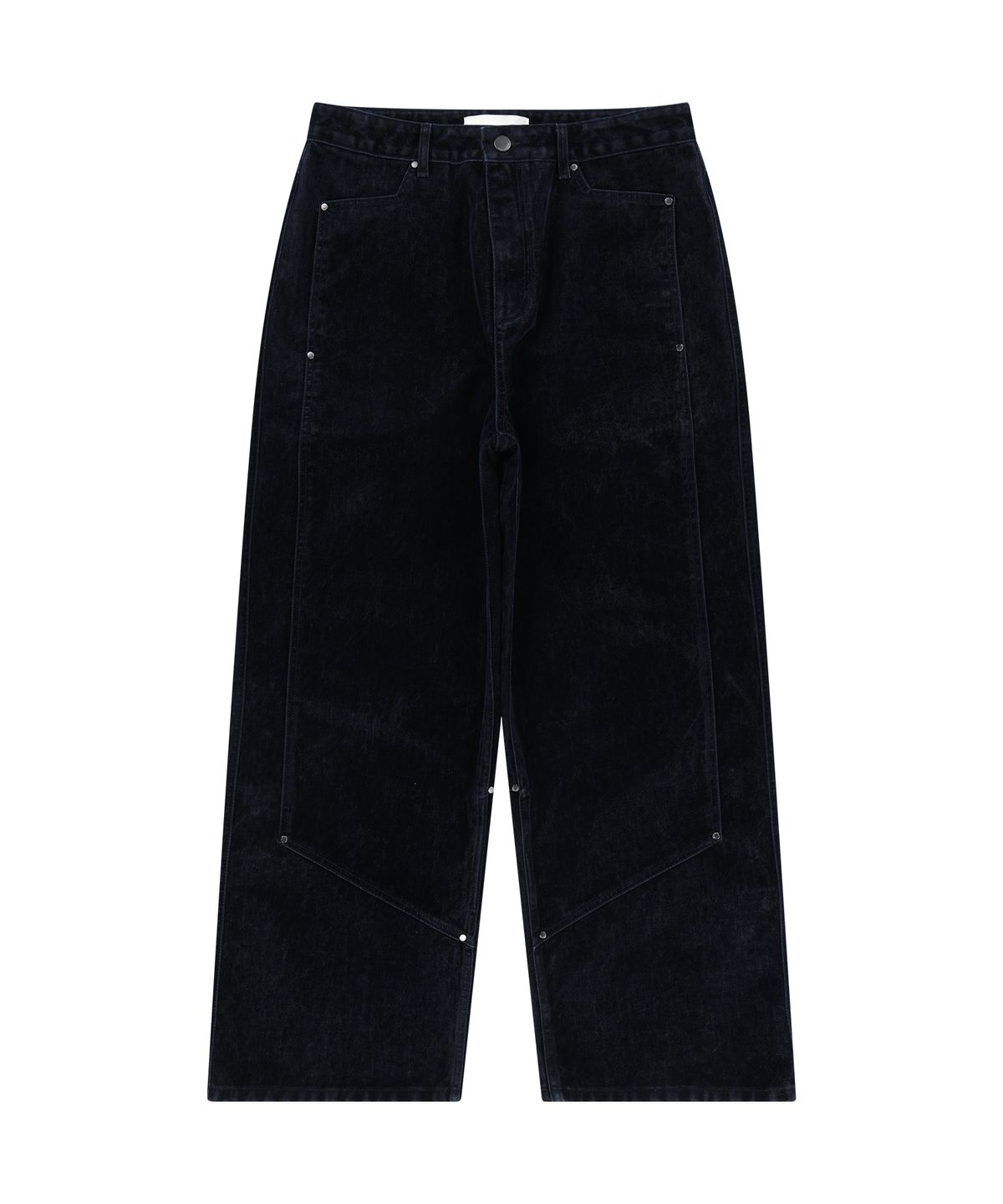 언지미크(UNGIMMICK) VELVET DENIM DOUBLE KNEE PANTS (NAVY)