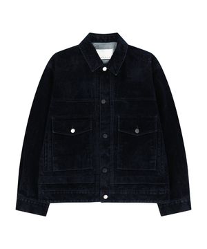 VELVET DENIM TRUCKER JACKET (NAVY)