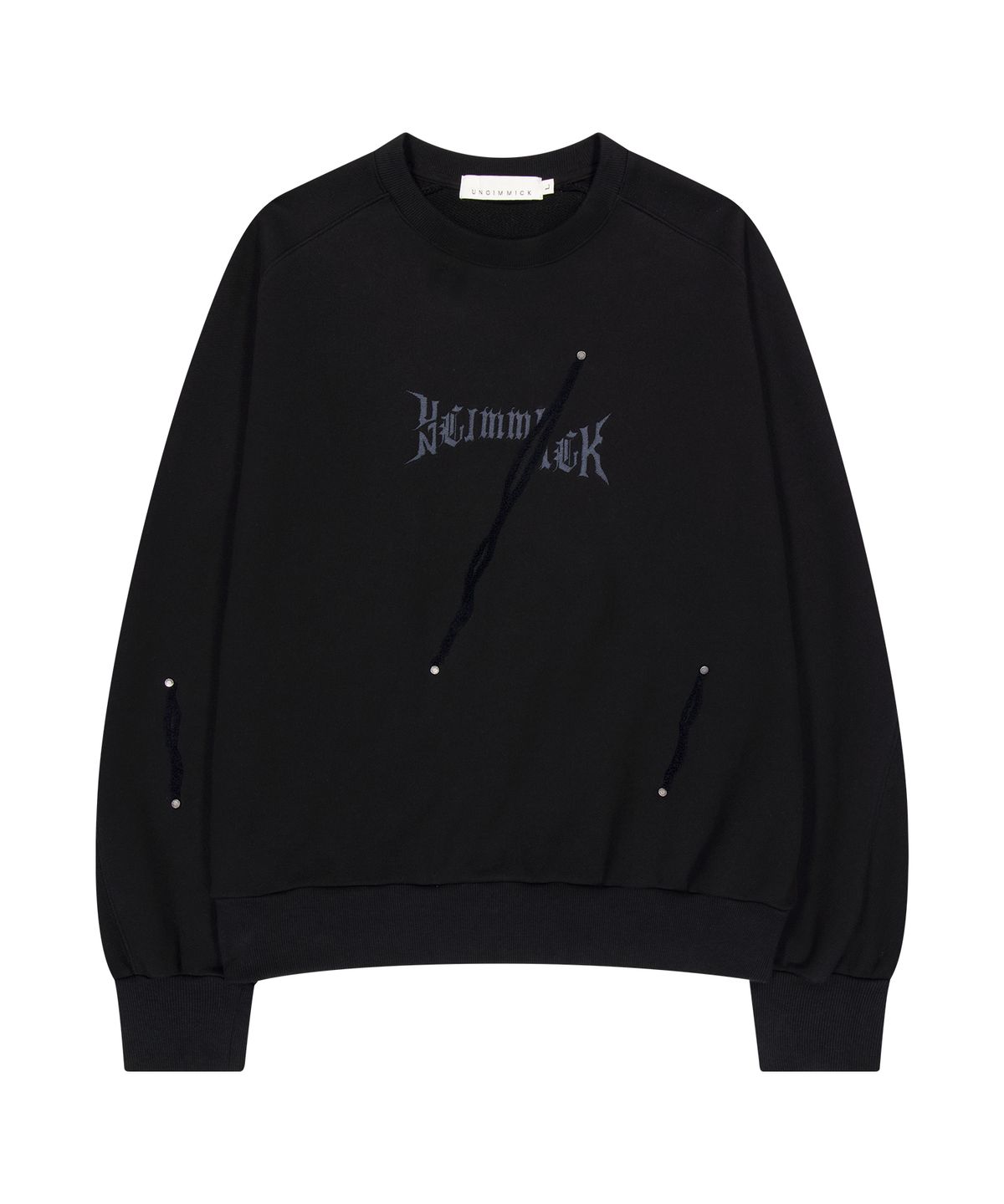 언지미크(UNGIMMICK) SCAR EMBROIDERED SWEATSHIRT (BLACK)