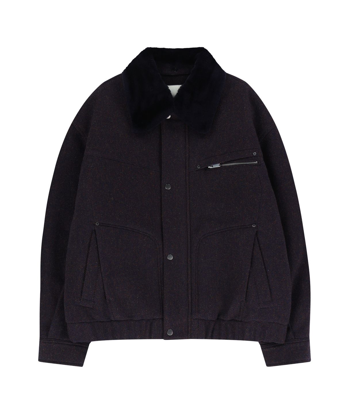 언지미크(UNGIMMICK) FUR COLLAR WOOL BLOUSON JACKET (NAVY)