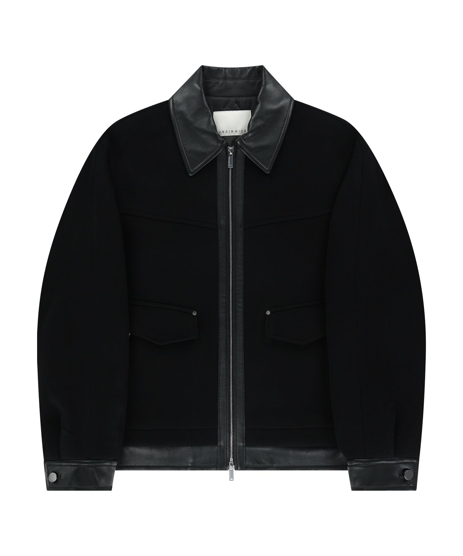 MUSINSA | UNGIMMICK LEATHER TRIM WOOL WORK JACKET (BLACK)