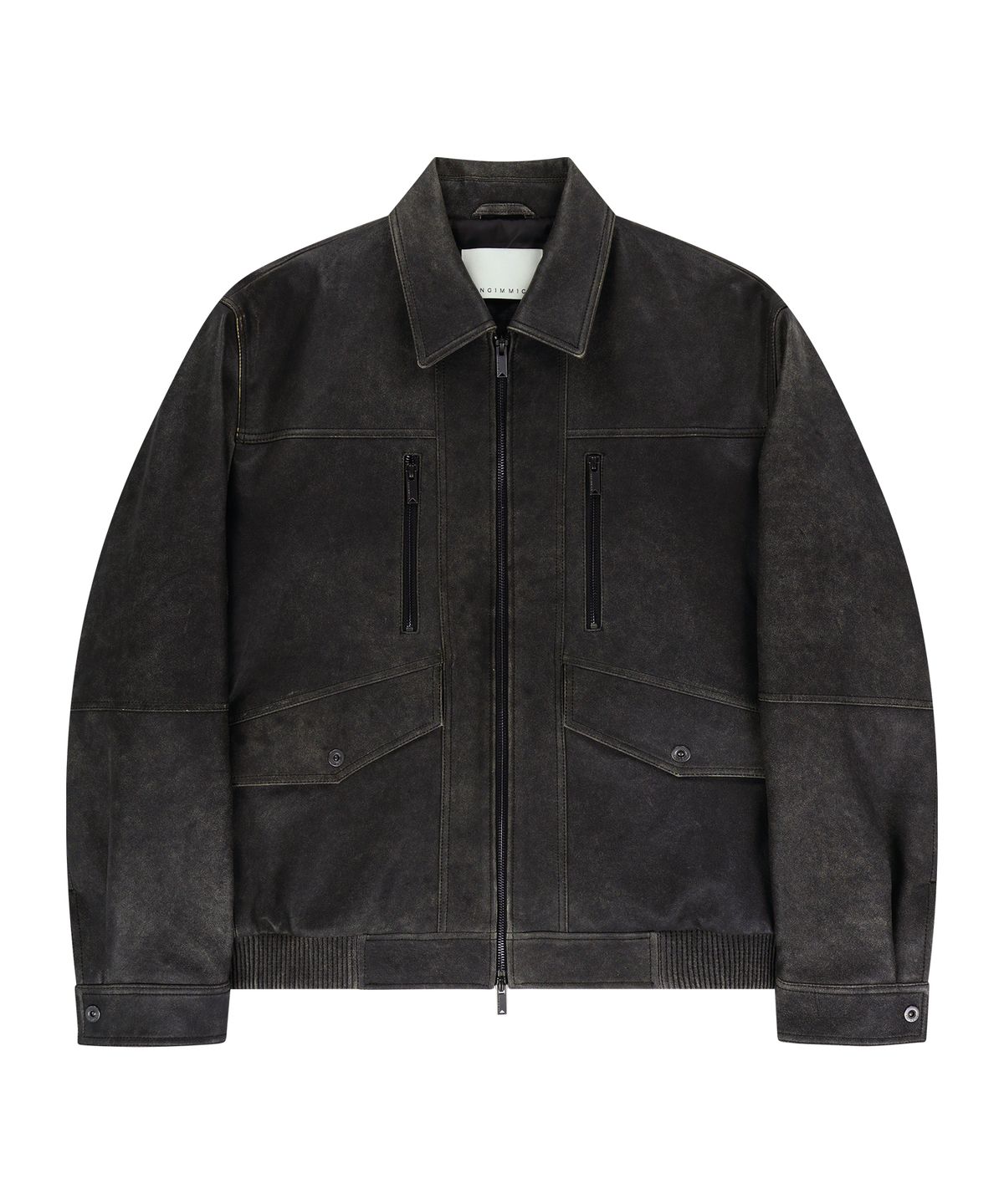 언지미크(UNGIMMICK) BUFFED LEATHER BOMBER JACKET (GRAY / LAMBSKIN)
