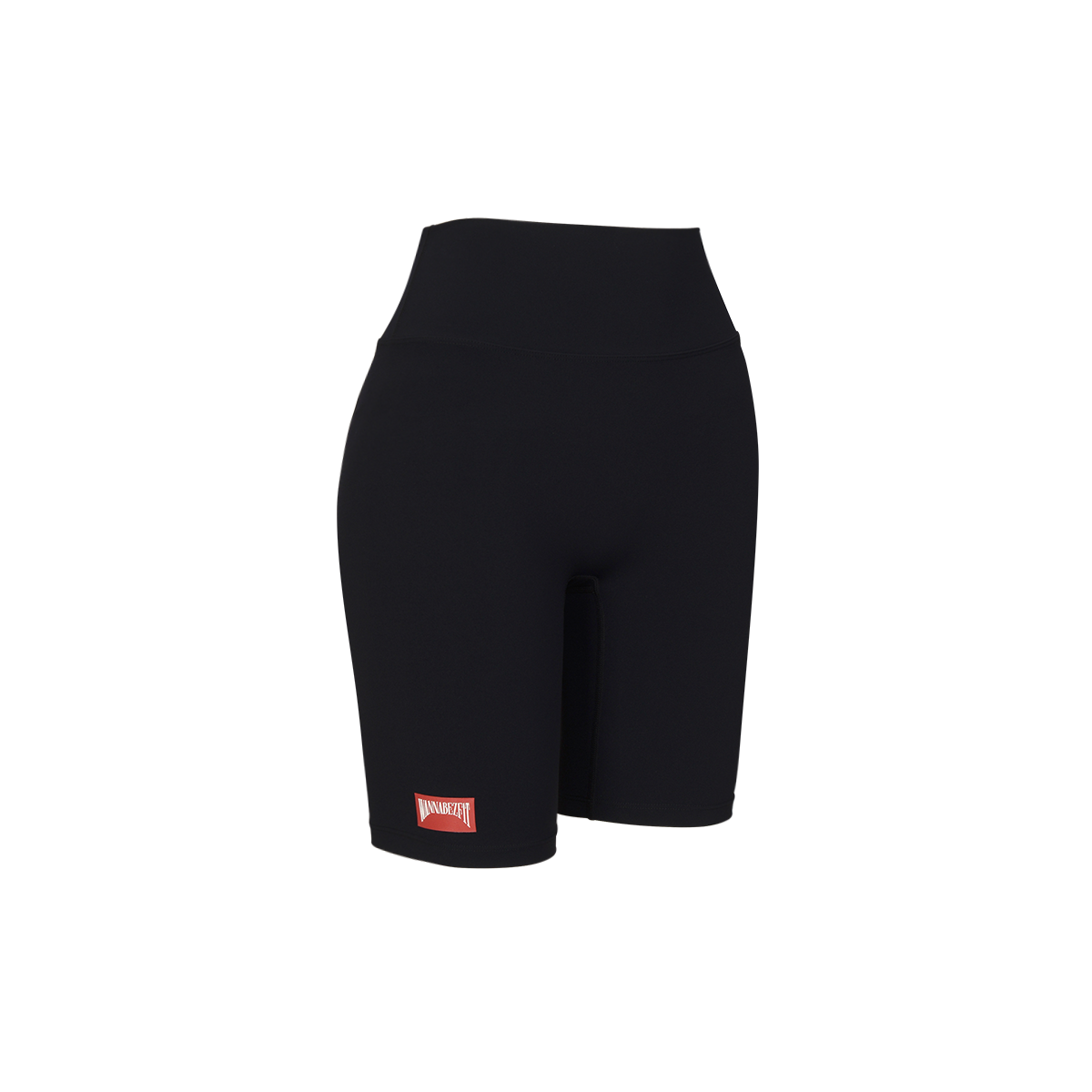 워너비즈핏(WANNABEZFIT) DEMI 3D라벨 4부 레깅스 블랙
