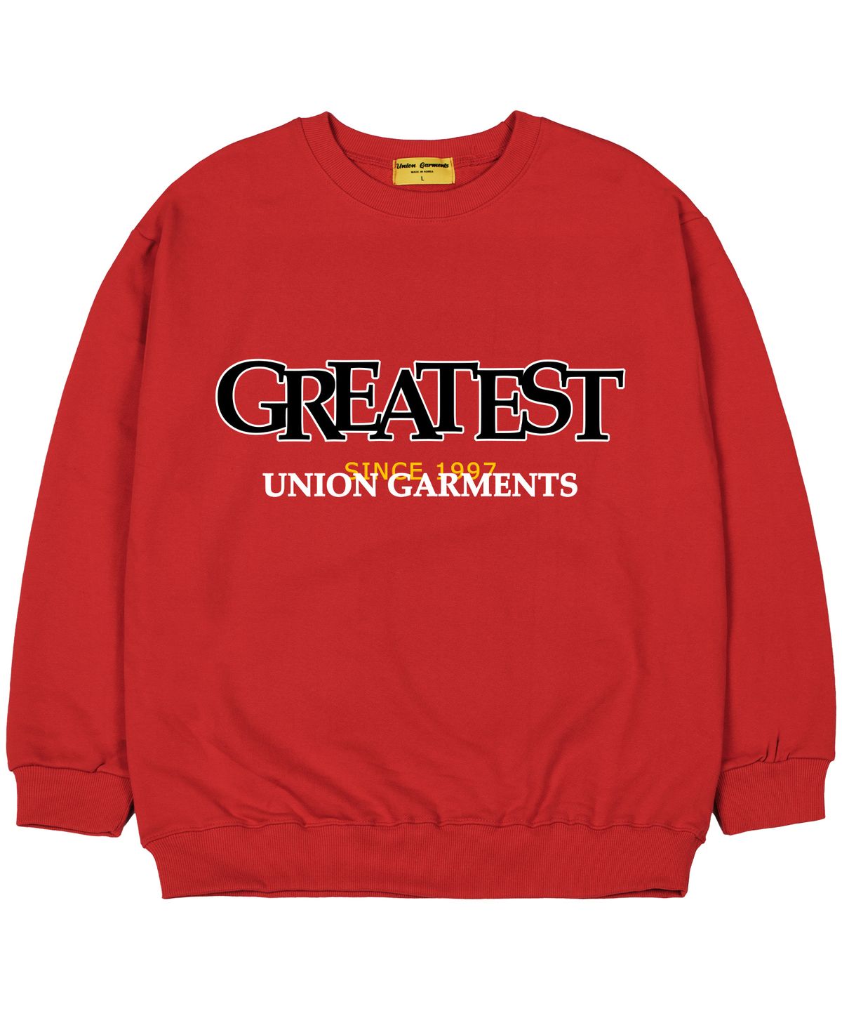 유니온가먼츠(UNION GARMENTS) [기모]그레이티스트 오버핏 맨투맨 티셔츠 레드