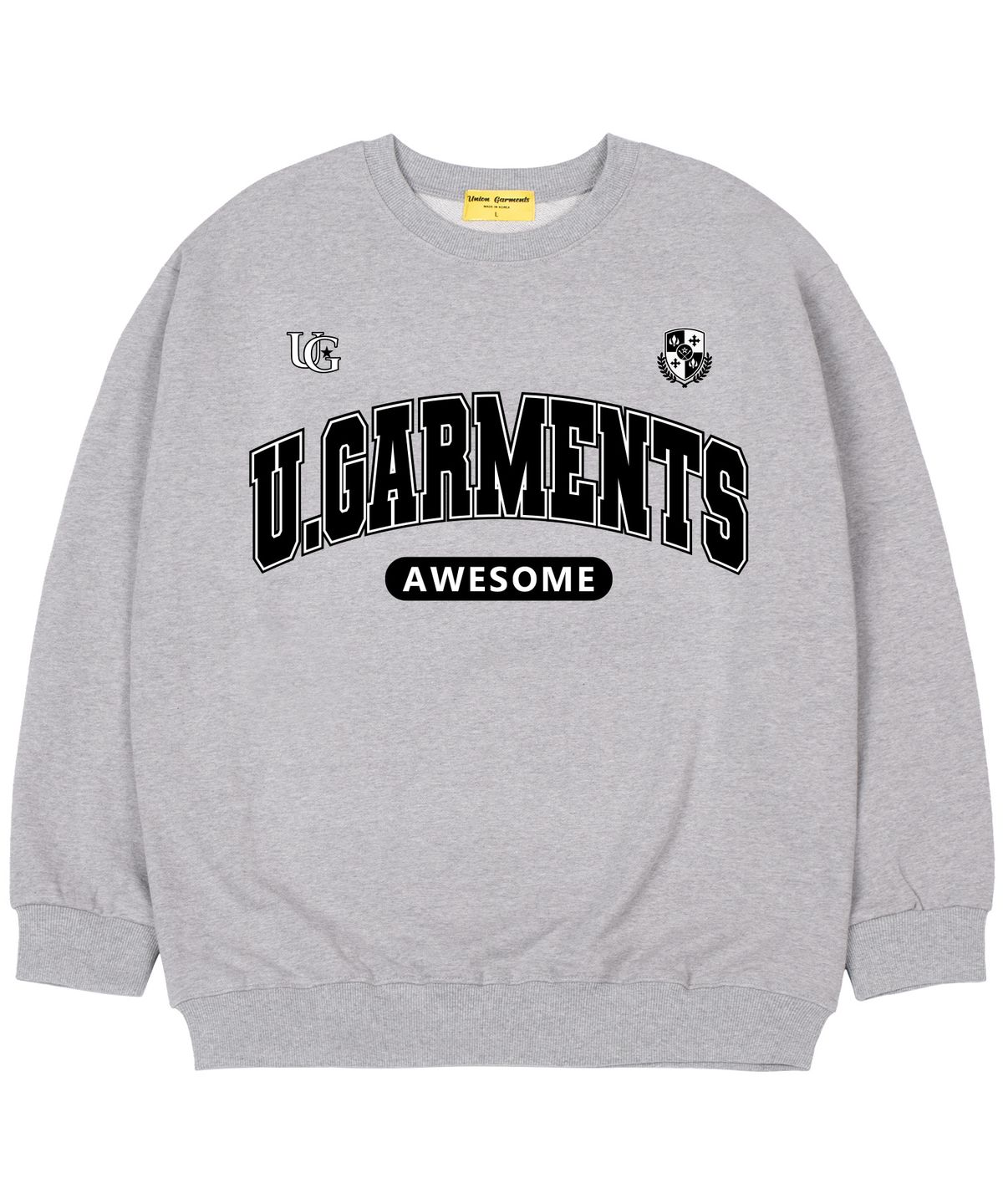 유니온가먼츠(UNION GARMENTS) [기모]UG스포티 오버핏 맨투맨 티셔츠 그레이