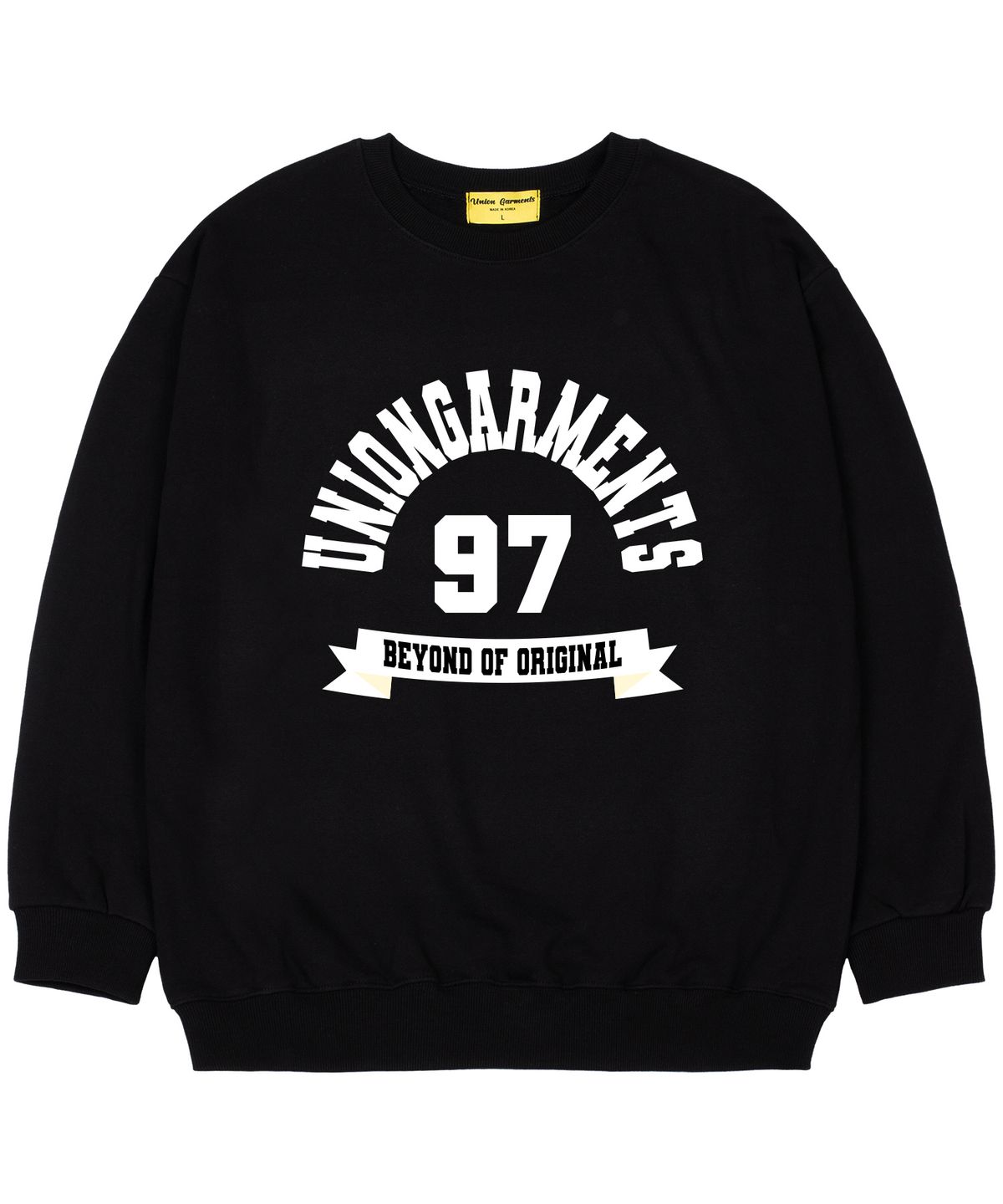 유니온가먼츠(UNION GARMENTS) [기모]97비욘드 오버핏 맨투맨 티셔츠 블랙