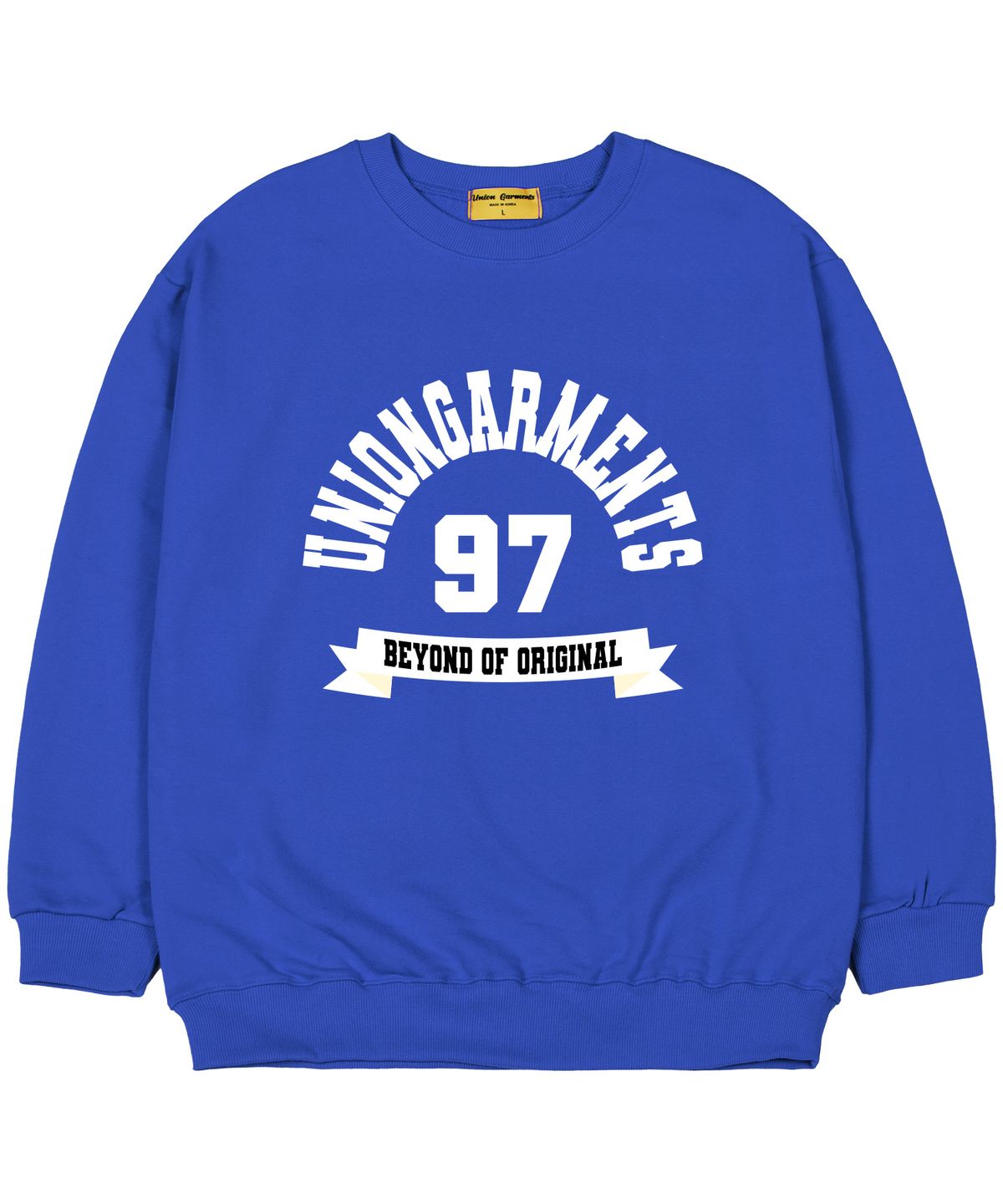 유니온가먼츠(UNION GARMENTS) [기모]97비욘드 오버핏 맨투맨 티셔츠 블루