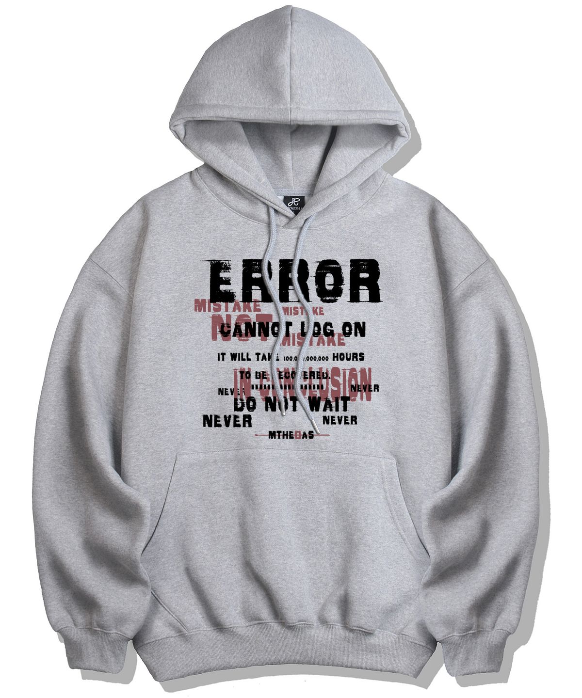 엠더바스(MTHEBAS) error 오버핏 후드티 -메란지그레이