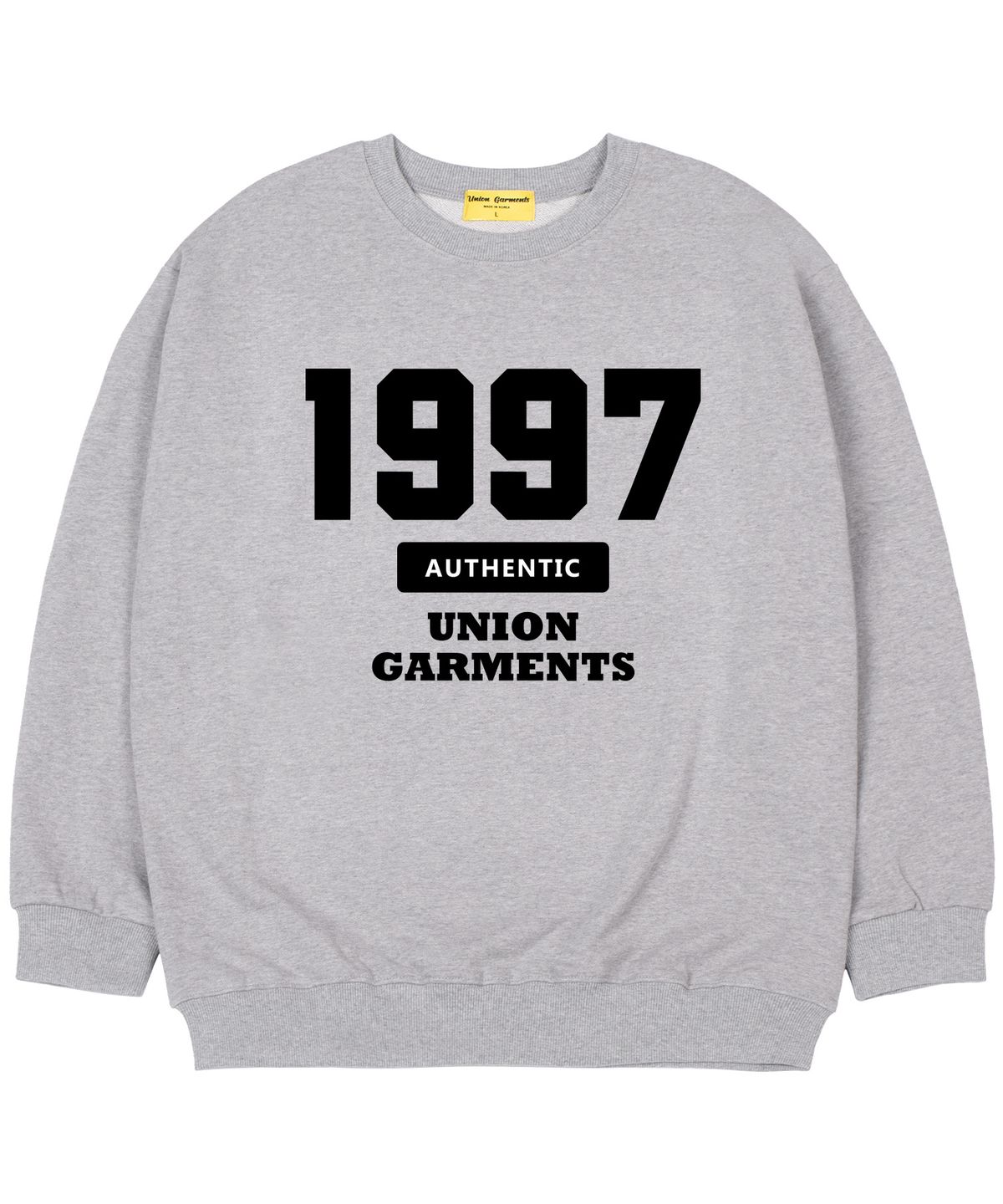 유니온가먼츠(UNION GARMENTS) [기모]1997어쎈틱 오버핏 맨투맨 티셔츠 그레이