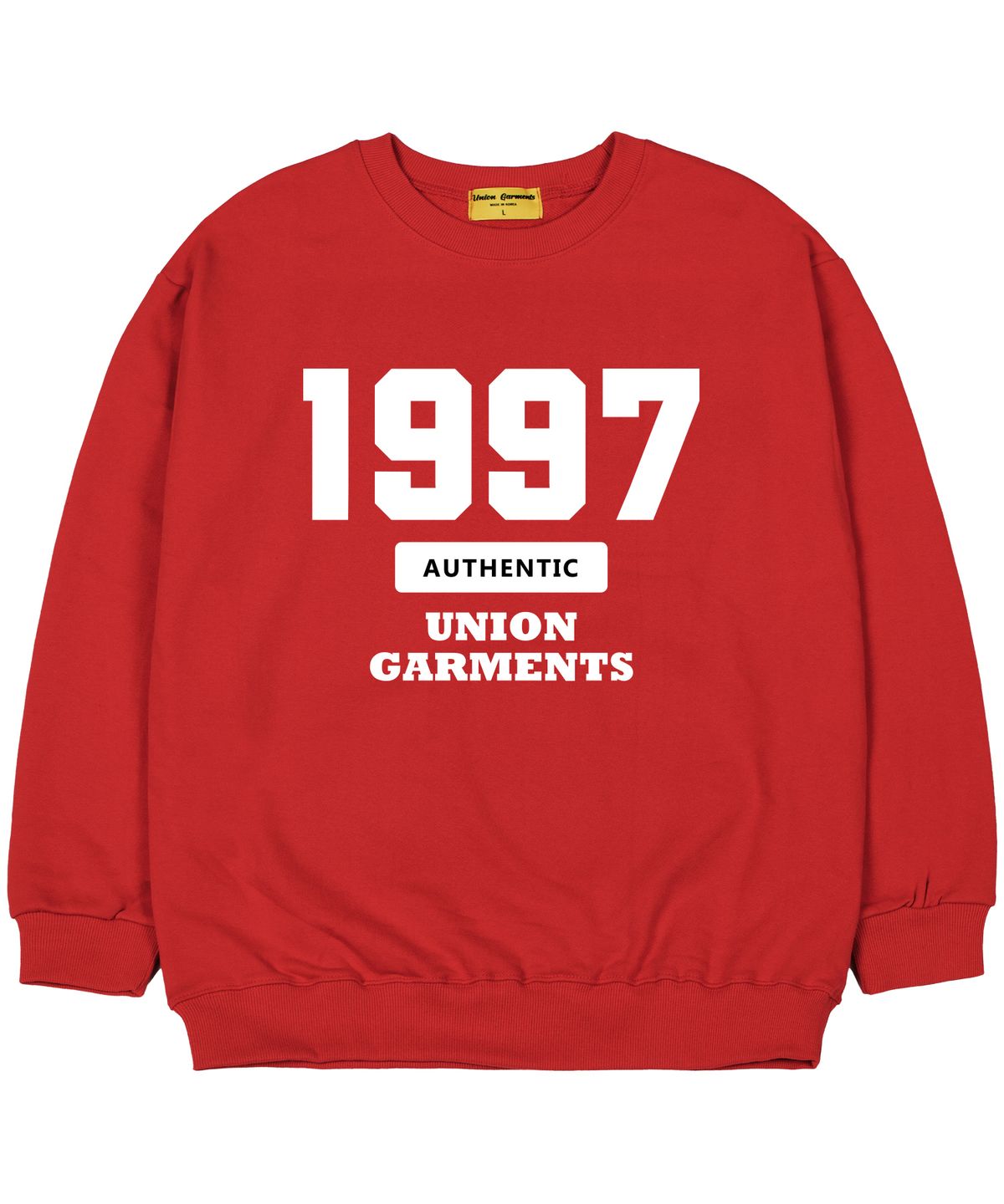 유니온가먼츠(UNION GARMENTS) [기모]1997어쎈틱 오버핏 맨투맨 티셔츠 레드