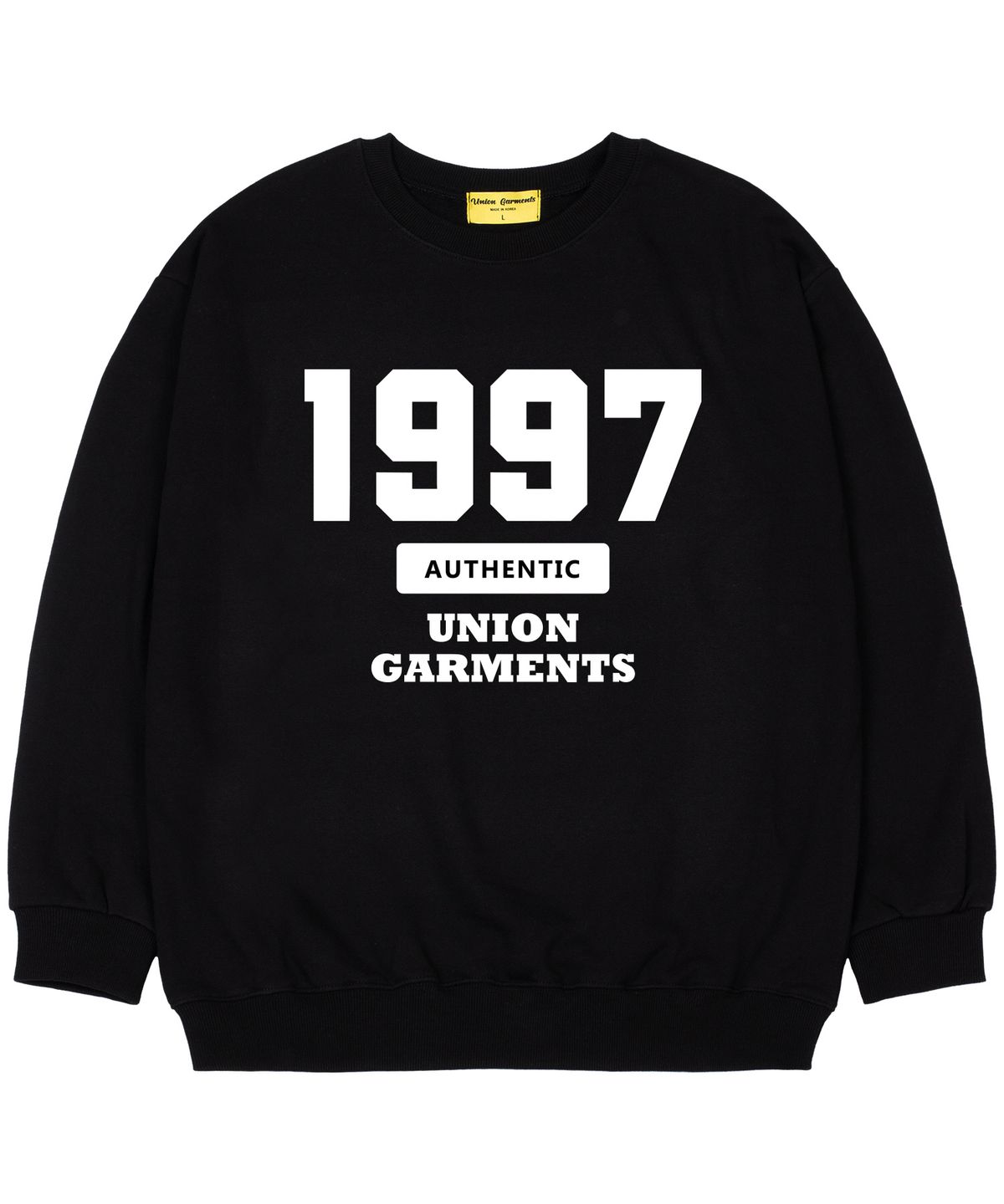 유니온가먼츠(UNION GARMENTS) [기모]1997어쎈틱 오버핏 맨투맨 티셔츠 블랙
