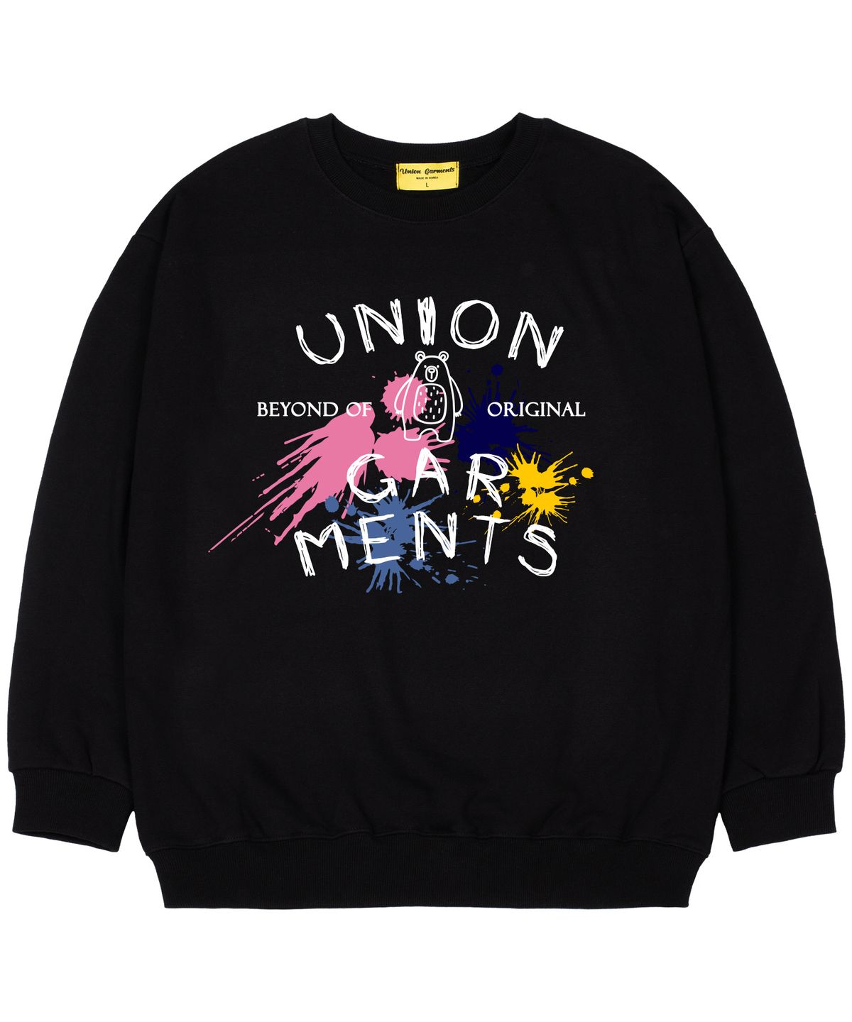 유니온가먼츠(UNION GARMENTS) [기모]페인팅 오버핏 맨투맨 티셔츠 블랙