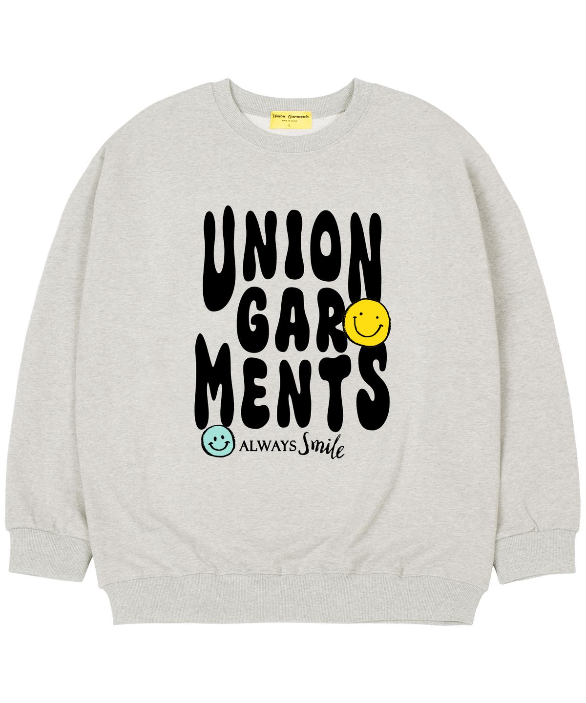 유니온가먼츠(UNION GARMENTS) [기모]스마일가먼츠 오버핏 맨투맨 티셔츠 오트밀