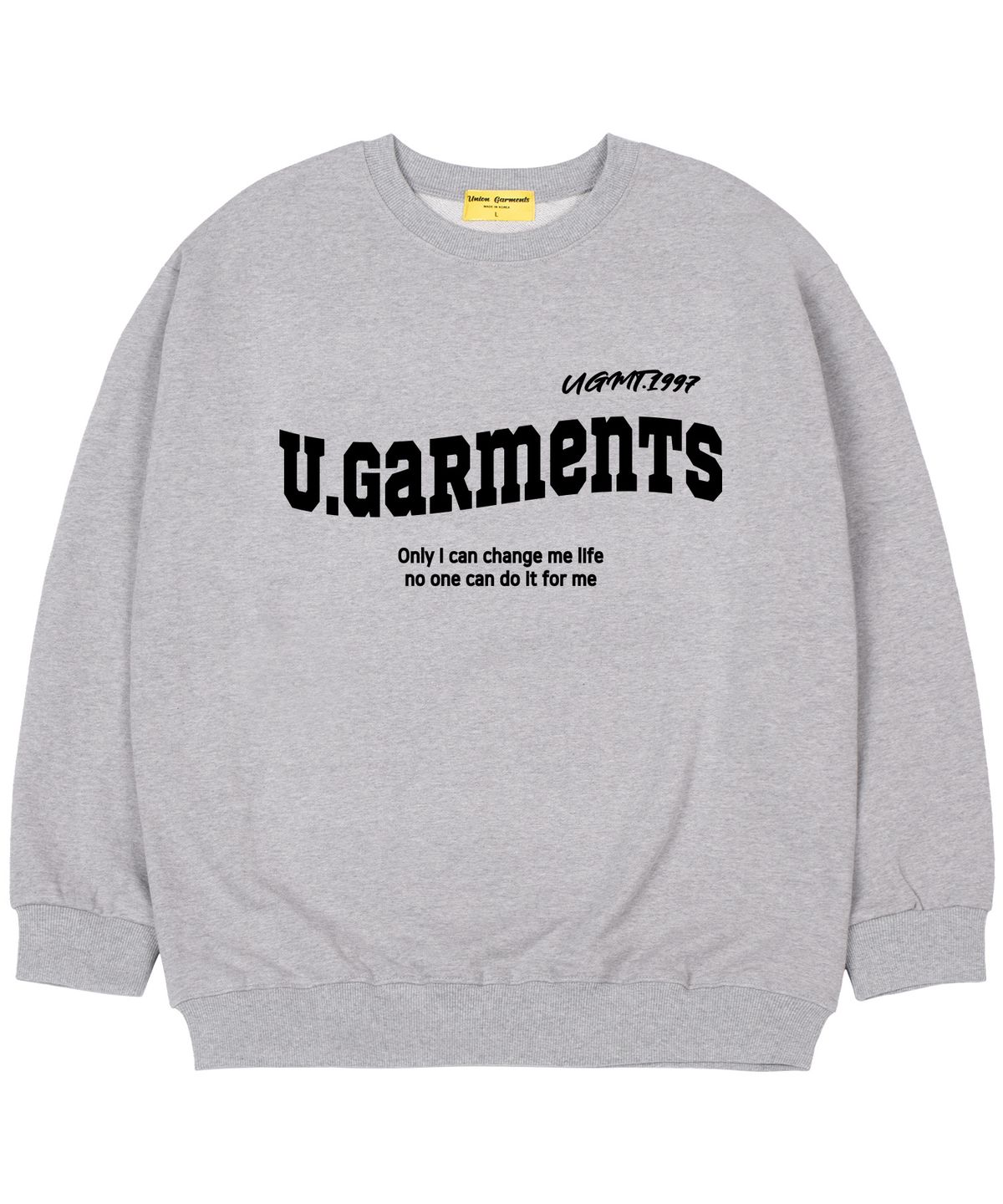 유니온가먼츠(UNION GARMENTS) [기모]아이캔로고 오버핏 맨투맨 티셔츠 그레이