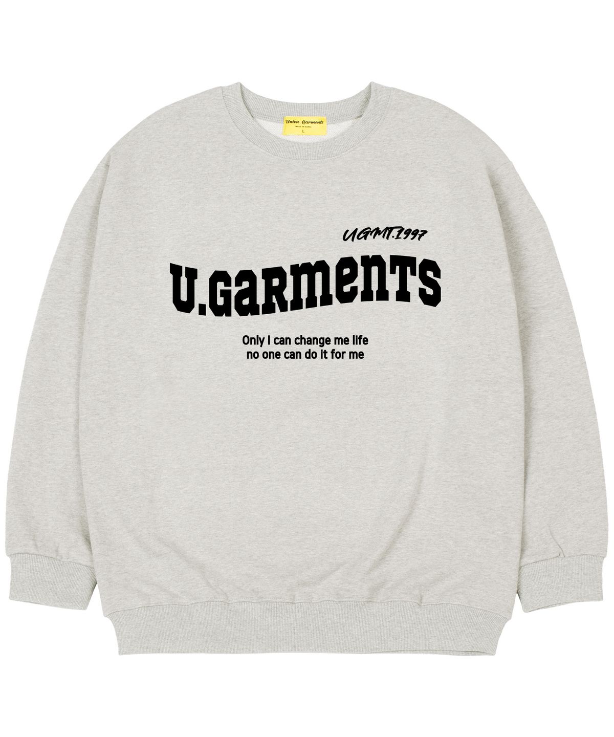 유니온가먼츠(UNION GARMENTS) [기모]아이캔로고 오버핏 맨투맨 티셔츠 오트밀