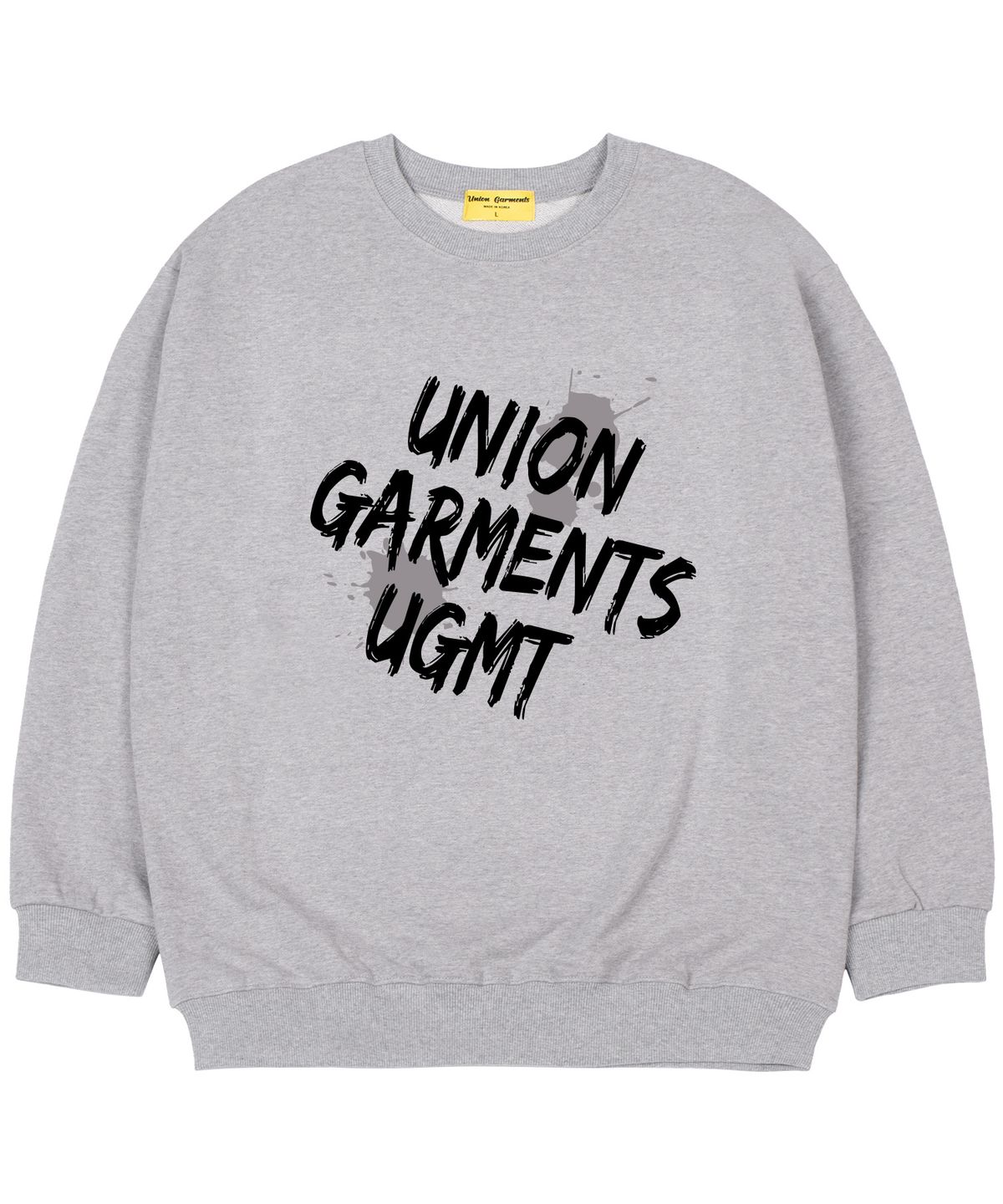 유니온가먼츠(UNION GARMENTS) [기모]슬랜티드로고 오버핏 맨투맨 티셔츠 그레이