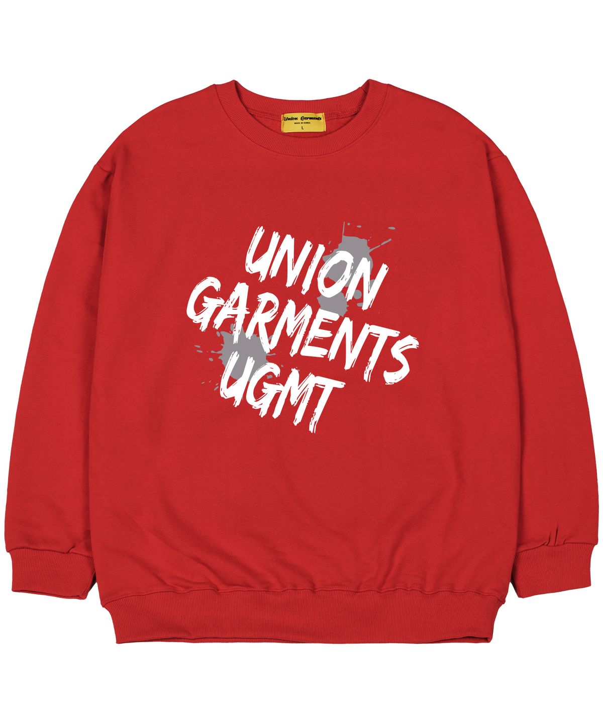 유니온가먼츠(UNION GARMENTS) [기모]슬랜티드로고 오버핏 맨투맨 티셔츠 레드
