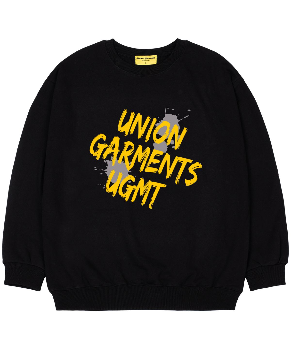 유니온가먼츠(UNION GARMENTS) [기모]슬랜티드로고 오버핏 맨투맨 티셔츠 블랙