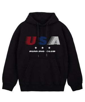 USA 런닝 후드 블랙