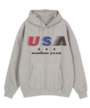USA 런닝 후드 그레이