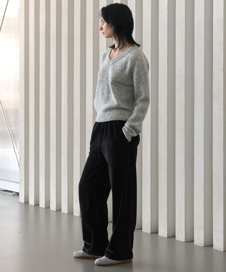 Velvet Drawstring Elastic Pants Black