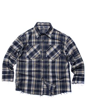 데미지 체크셔츠 블루