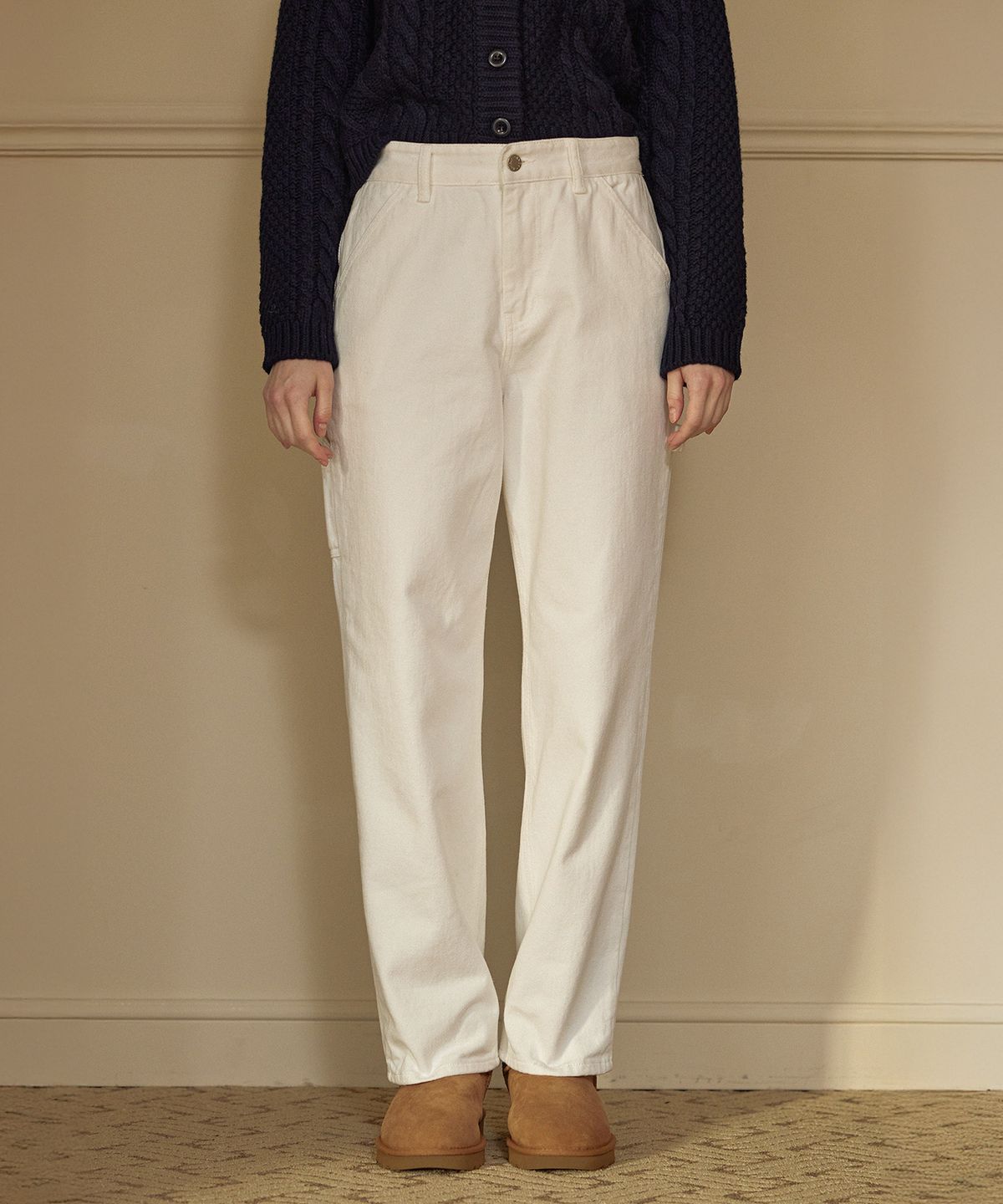 하우스 오브 폰드(HOUSE OF POND) Fleece lined worker jeans (White)