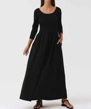 에센셜 컨트라스트 긴팔 원피스