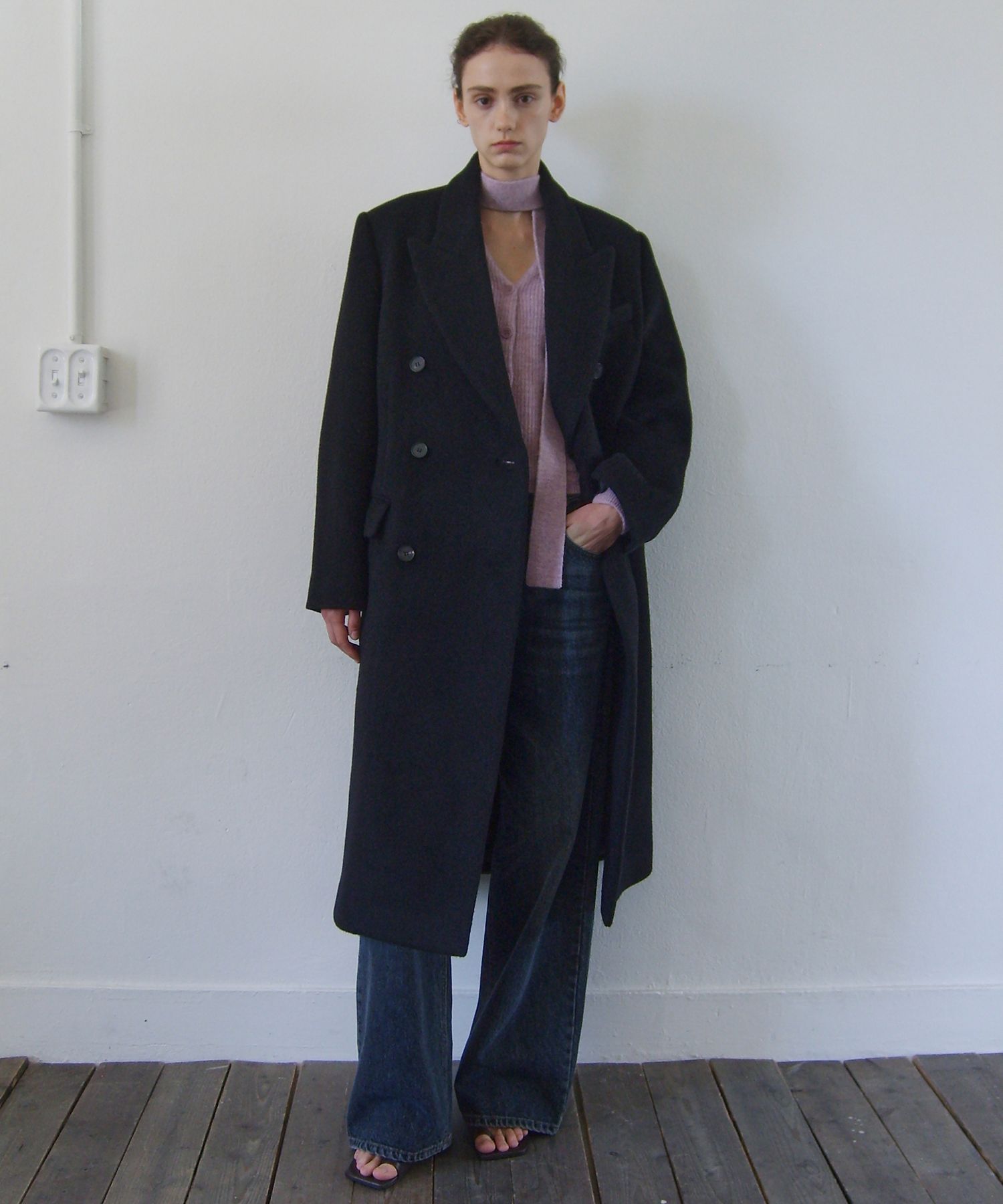 Anna Double Long Coat BLACK source detail 60