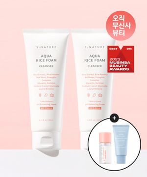 아쿠아 라이스 약산성 클렌징폼 160ml 2개입 [증정: 클렌징 오일 13ml + 수분젤크림 30ml]