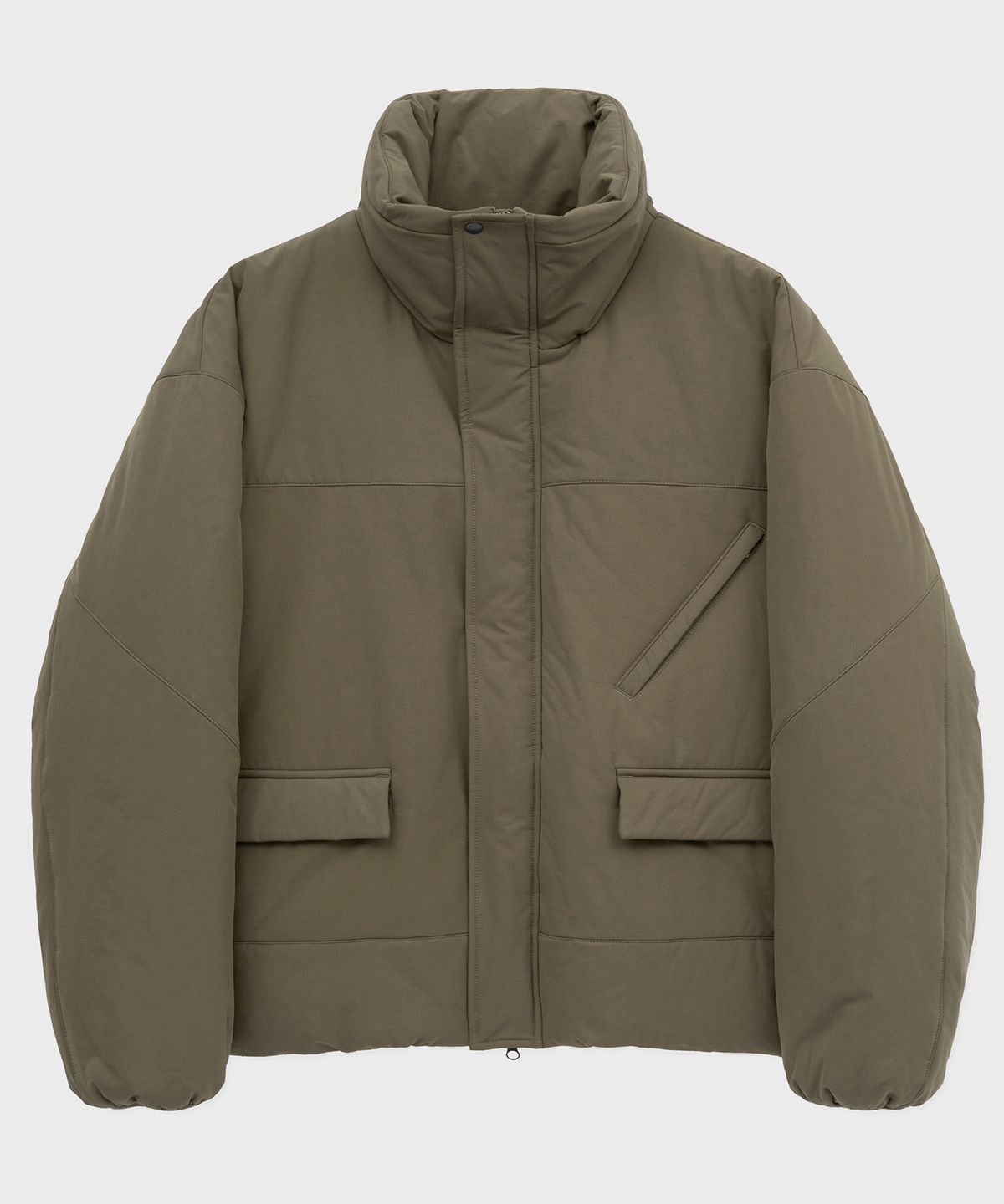 노운(NOUN) high neck padding jumper (olive)