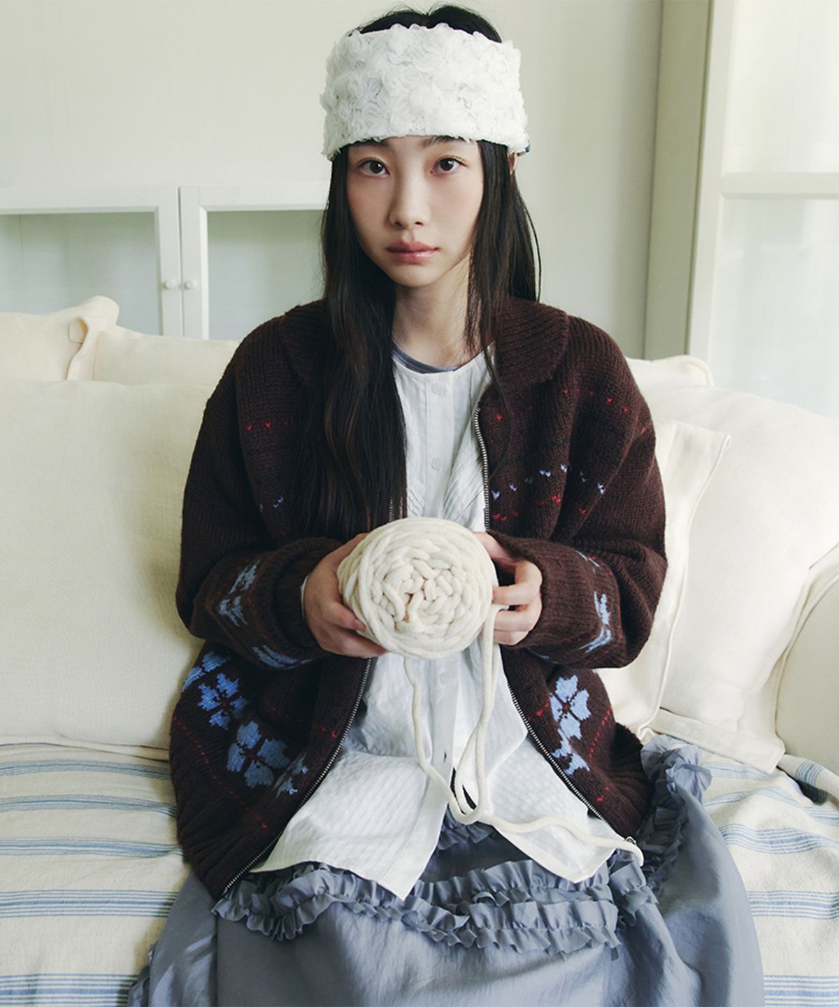 셀리테일즈(CELITAILS) SNOW COWICHAN ZIP UP CARDIGAN_BROWN