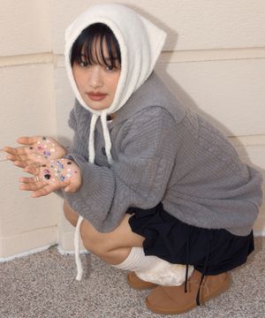 SAILOR COLLAR CABLE KNIT_GREY