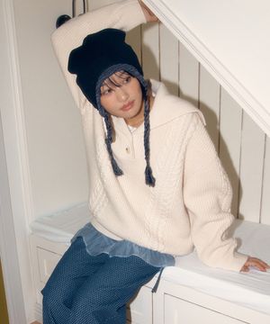 SAILOR COLLAR CABLE KNIT_IVORY