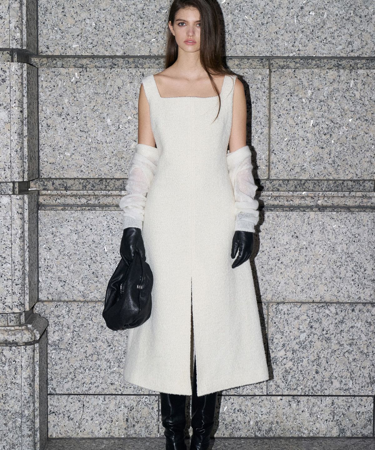 르네제이(RENEJ) Square Neck Tweed Dress