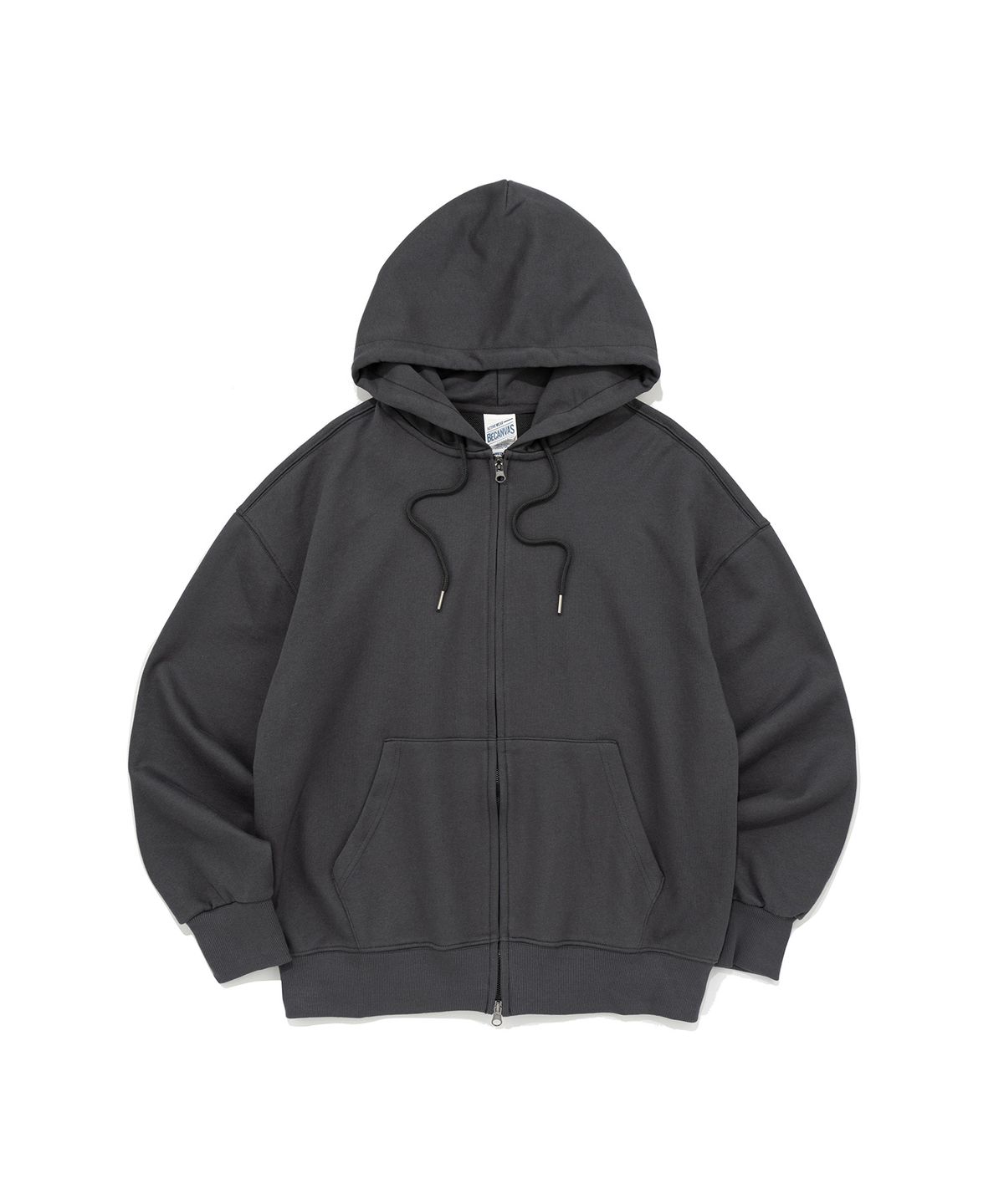 비캔버스(BECANVAS) BECANVAS OVERFIT 2WAY HOOD ZIP-UP (CHARCOAL)